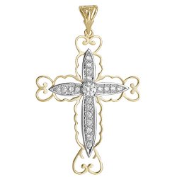 9ct Gold Cz Cross Pendant 