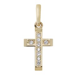 9ct Gold Cz Cross Pendant 