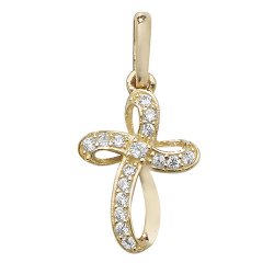 9ct Gold Cz Cross Pendant 