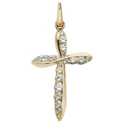 9ct Gold Cz Cross Pendant 