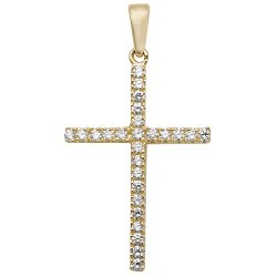 9ct Gold Cz Cross Pendant 