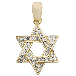 9ct Gold Cz Star Of David Pendant 