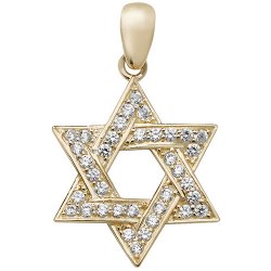 9ct Gold Cz Star Of David Pendant 