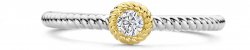 Silver and Gold Plated Single Cubic Zirconia Ring 12306ZY