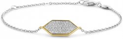 Silver and Gold Plated Pave Set Cubic Zirconia Bracelet 23028ZY