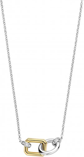 Gold and Silver Circle and Square Link Necklace 34025ZY