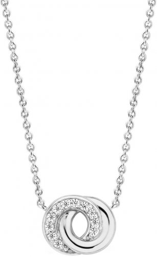 TI SENTO Siver Cubic Zirconia Double Circle Necklace 3915ZI