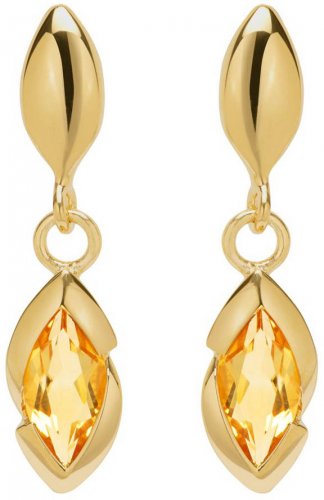 Unique Silver and Gold Plated Drop Earrings with Golden Citrine