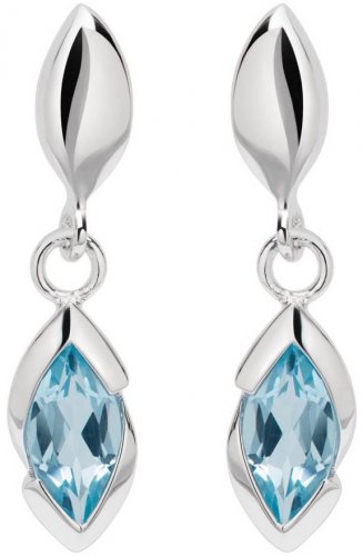 Unique Silver Drop Earrings with Rhodium Plating and Blue Topaz