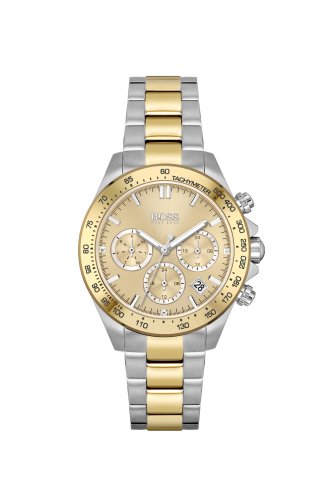 Boss Women's Novia Gold Toned Metallic Dial With Index, Two Toned Link Bracelet Watch