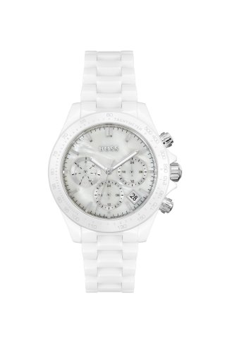 Boss Women's Novia White Ceramic Bracelet Strap With Classic White Mineral Dial Watch