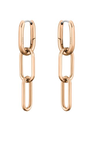 Boss Women's Tessa Rose Coloured Chunky Paper Link Earrings With Boss Logo