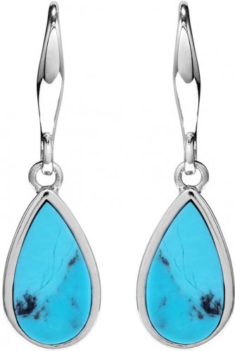 Unique Silver Pear Drop Earrings with Rhodium Plating and Turquoise