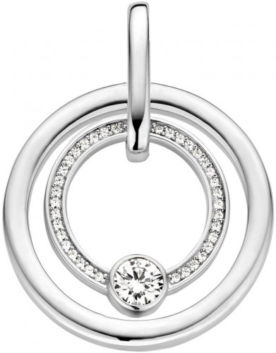 Silver Double Circle Cubic Zirconia Pendant