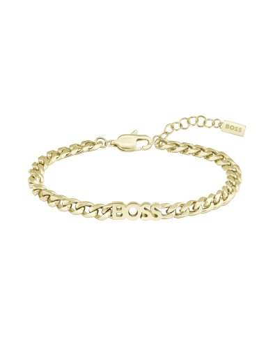 Boss Women's Kassy For Her Gold Coloured Curb Link Boss Logo Bracelet