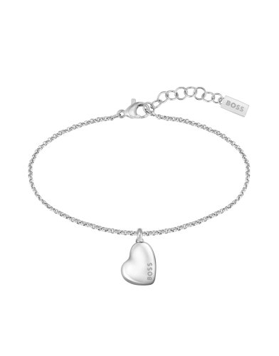 Boss Women's Honey Silver Coloured Bracelet With Abstract Heart Pendant