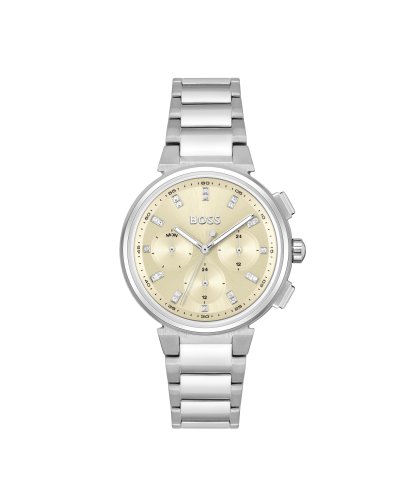 Boss Women's One Stainless Steel Case And Link Bracelet, Gold Toned Metallic Dial Watch