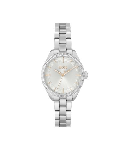 Boss Women's Sage Stainless Steel Case And Bracelet Link, Silver White Dial Watch