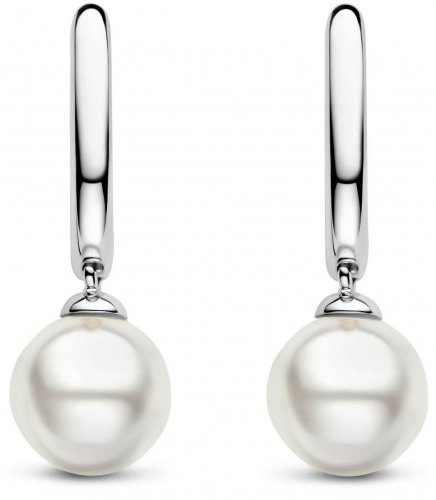 Silver Pearl Huggie Earings 7939PW