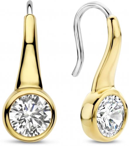Silver and Gold Plated Circle Cubic Zirconia Drop Earings 7951ZY