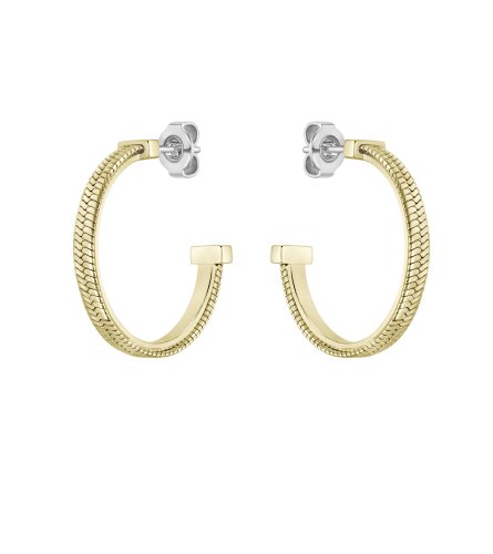 Boss Women's Zia Diamond Cut Gold Coloured Hoops