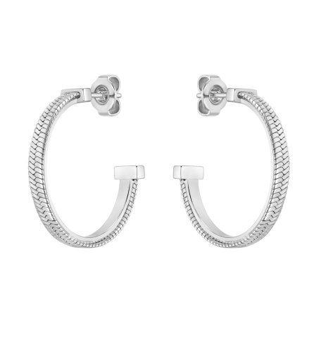 Boss Women's Zia Diamond Cut Silver Coloured Hoops