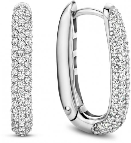 TI SENTO Silver Cubic Zirconia Oval Hoops 7901ZI