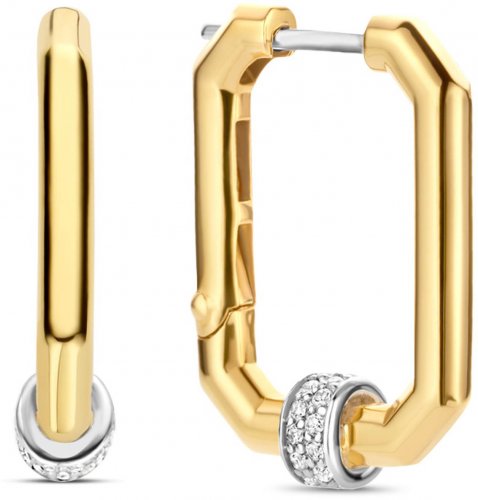 Gold Plated Rectangle Hoops with Cubic Zirconia 7919ZY