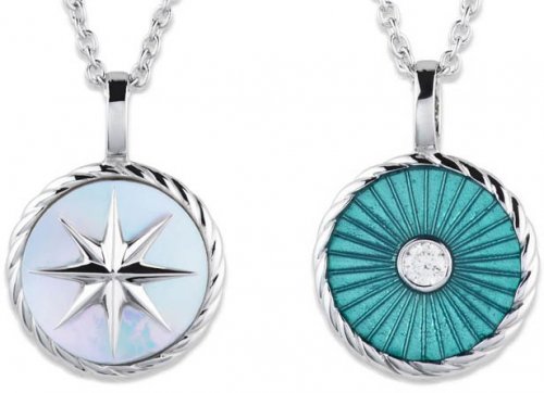 Unique Silver Star Necklace with Mother of Pearl and Cubic Zirconia
