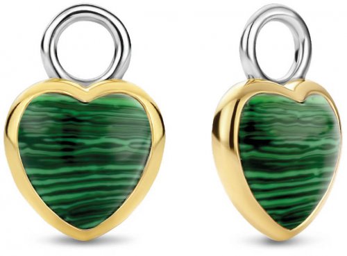 TI SENTO Malachite Heart Ear Charms 9231MA