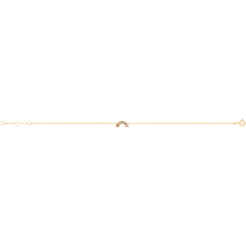 9ct Gold Crescent Moon Rainbow Chain Bracelet 