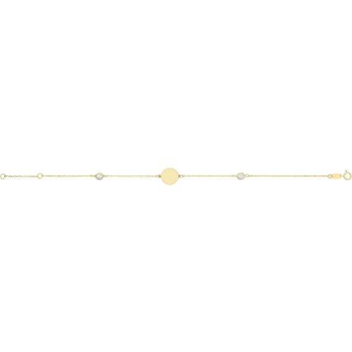 9ct Gold Round Id Bracelet With Cz 