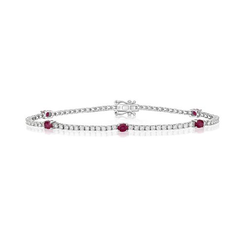 Diamond And Ruby Bracelet 18ct White Gold 