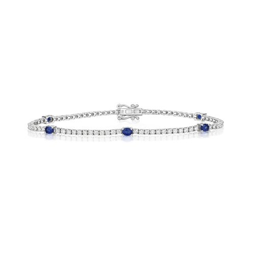 Diamond And Sapphire Bracelet 18ct White Gold 