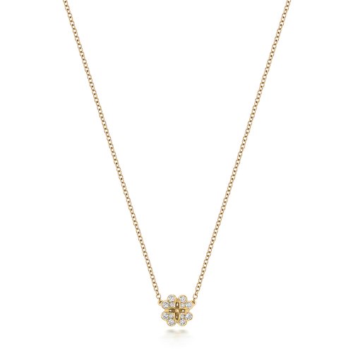 Diamond Clover Necklace In 18ct White Gold 
