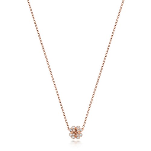 Diamond Clover Necklace In 18ct Rose Gold 