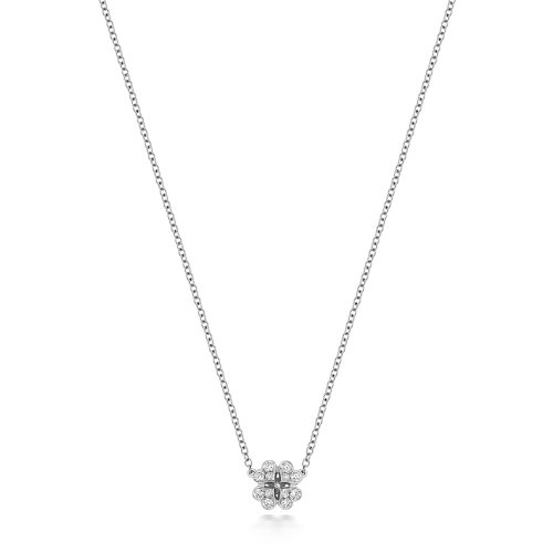 Diamond Clover Necklace In 18ct White Gold 