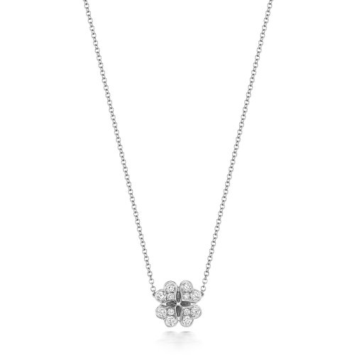 Diamond Clover Necklace In 18ct White Gold 