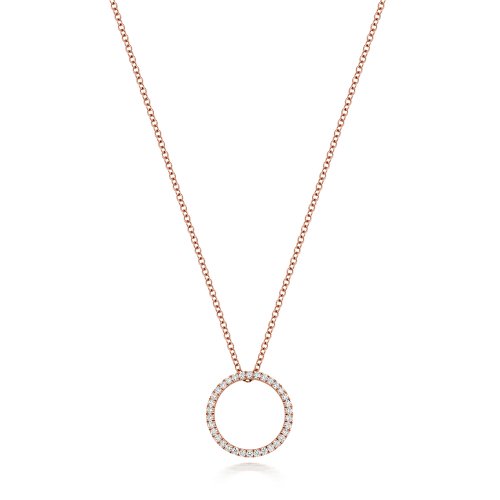 Diamond Circle Necklace In 18ct Rose Gold 