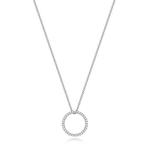 Diamond Circle Necklace In 18ct White Gold 