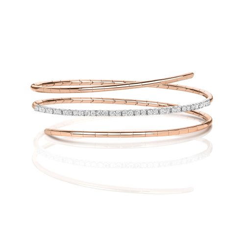 Diamond Twist Bangle In 18ct Rose Gold 
