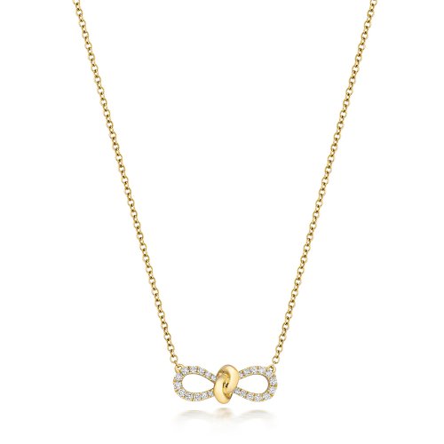 Diamond Bow Necklace In 18ct Gold 