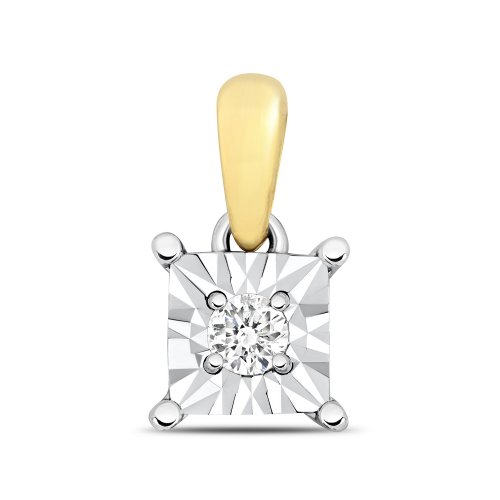 Diamond Illusion Square Pendant In 9ct Gold 