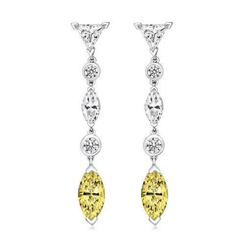 Triangle Top And Yellow Marquise Bottom Jointed Drop Earring LEG0041Y