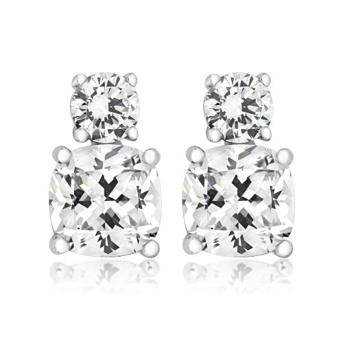 Double Asscher Cut Claw Set Double Drop Earrings LEG0019