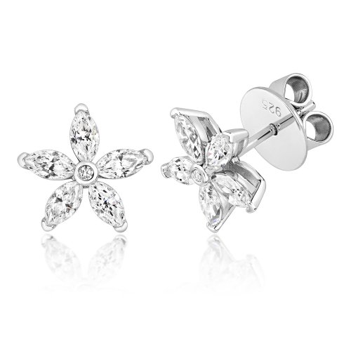 Marquise Cut Flower Style Stud Earrings LEG0061