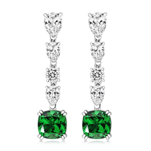 Pear Shape-rounds-green Cushion Claw Set Drop Earrings LEG0064E