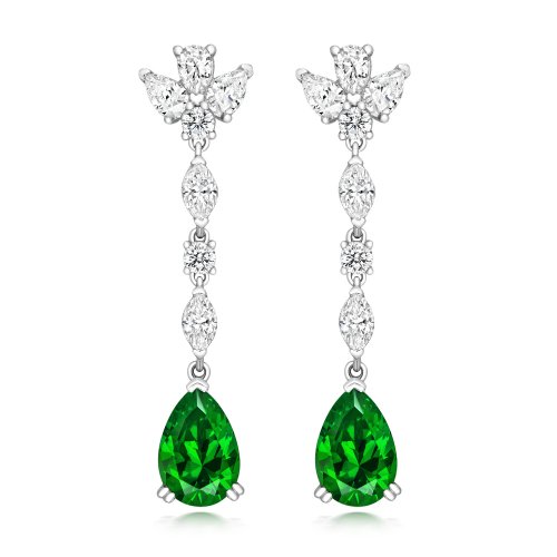 Triple Pear Top With Green Pear Bottom Claw Set Drop Earring LEG0065E