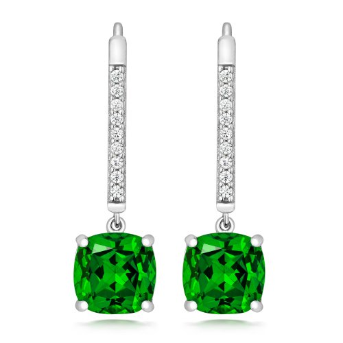 Green Cushion Cut Drop Earrings LEG0075E