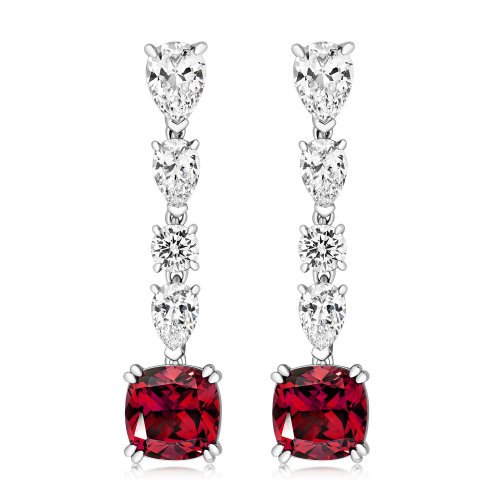 Pear Shape-rounds-red Cushion Claw Set Drop Earrings LEG0064R